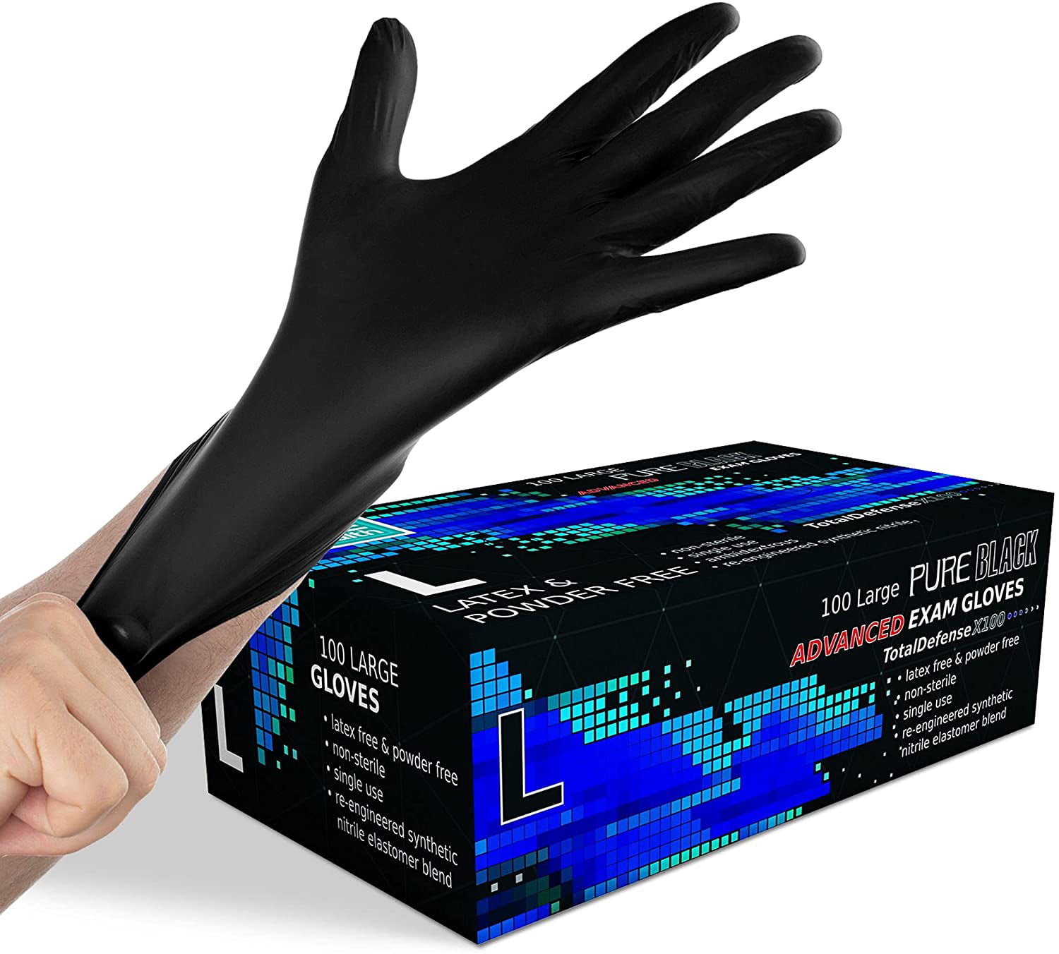 Nitrile Black Disposable Gloves,Nitrile Gloves Large 100,3mil No Latex Medical Gloves,Nitrile Exam Gloves 
