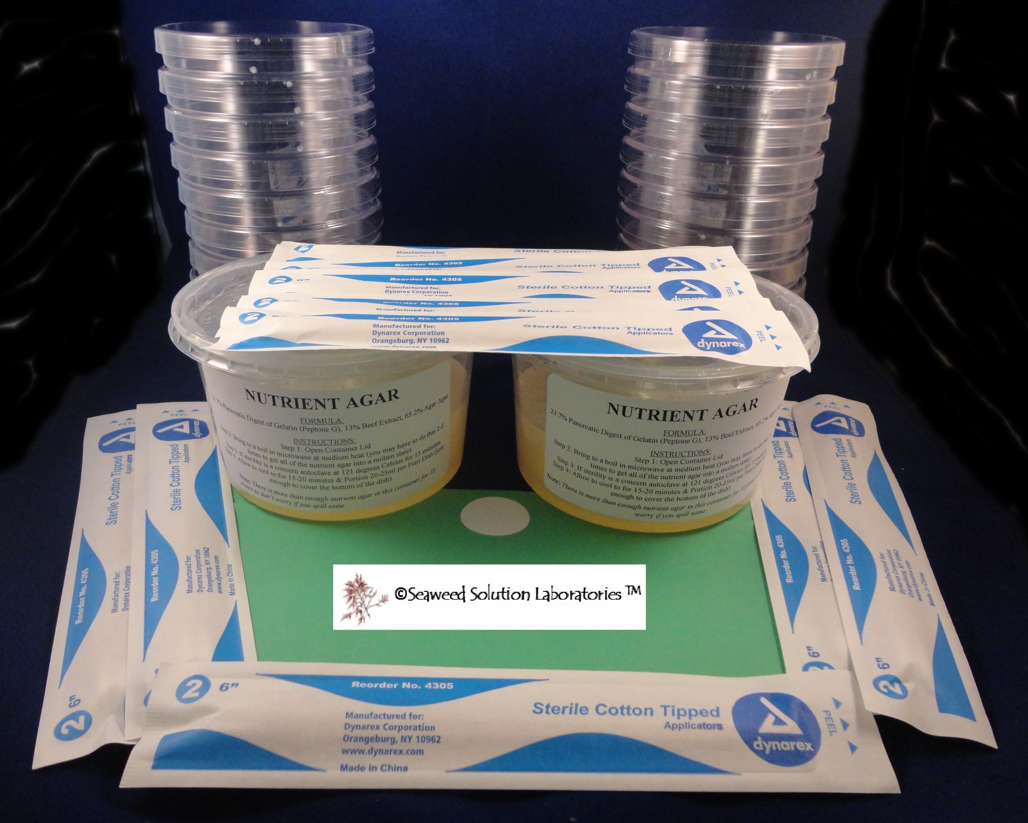 Petri Dishes (20 with Lids) with Sterilzed Nutrient Agar and Swabs