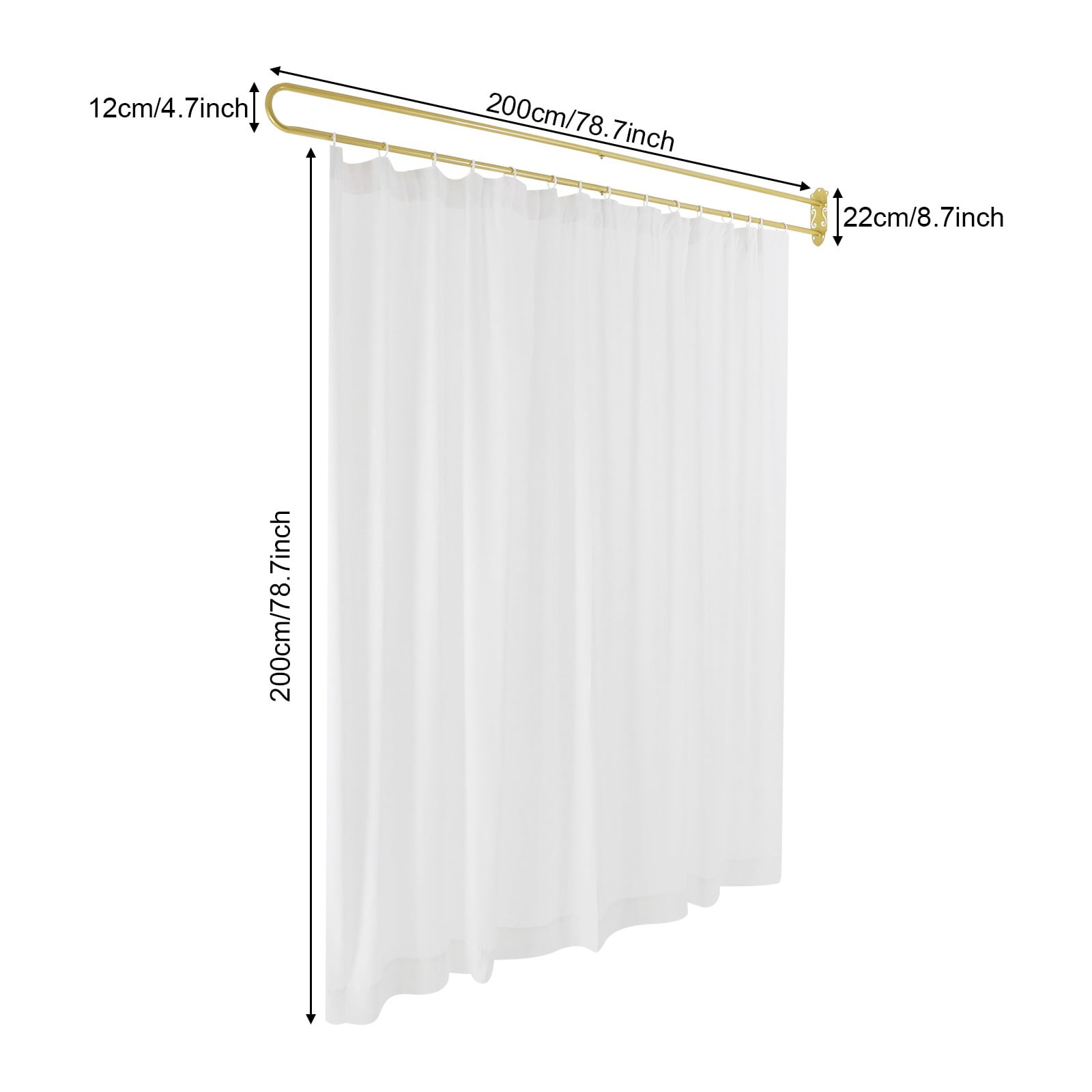 Privacy Partition Curtain, Wall Mounted Curtain, Curtain Room Divider 200*22cm for Offices, Conference Rooms, Beauty Salons
