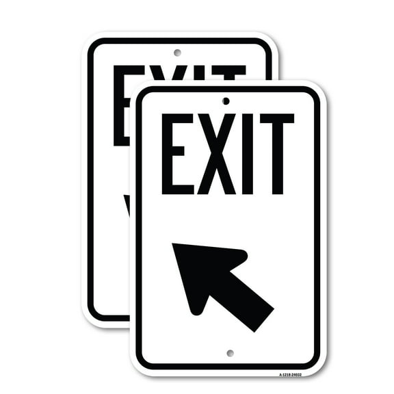 (2 Pack) Exit Sign Exit with Left Arrow | 18" X 24" Heavy-Gauge Aluminum Sign | Rust Free Aluminum, Weather Resistant, Waterproof, Fade Resistant, 2 Pre-drilled Holes