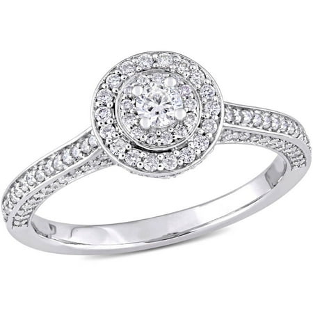 Miabella 5/8 Carat T.W. Diamond 14kt White Gold Double Halo Engagement Ring