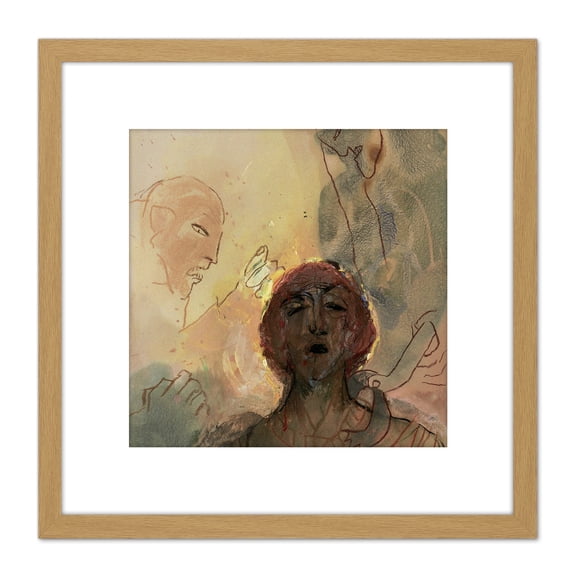Adi Holzer 1986 Koloman Zyklus Folterung Painting 8X8 Inch Square Wooden Framed Wall Art Print Picture with Mount