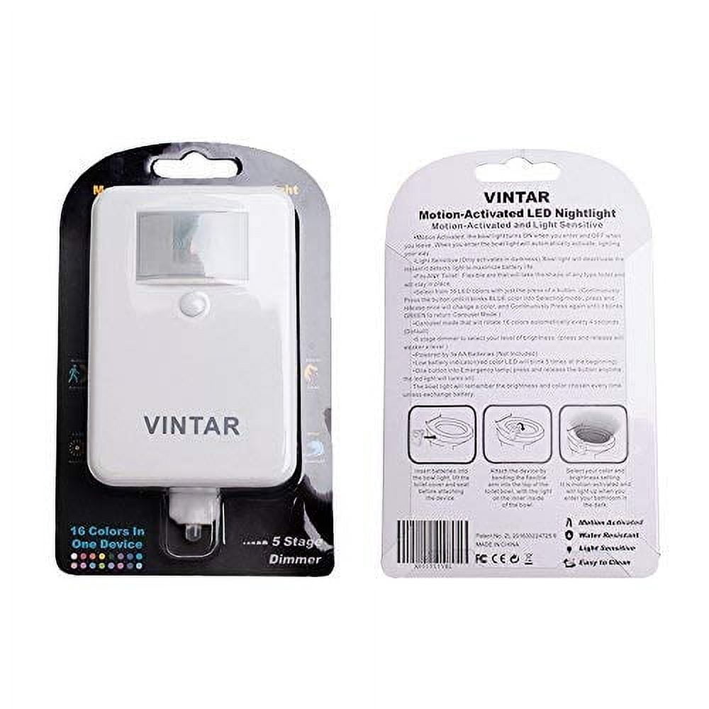 Vintar 16-Color Motion Sensor LED Toilet Night Light, Cool Gadgets,5-Stage Dimmer, Light Detection,Gift Idea