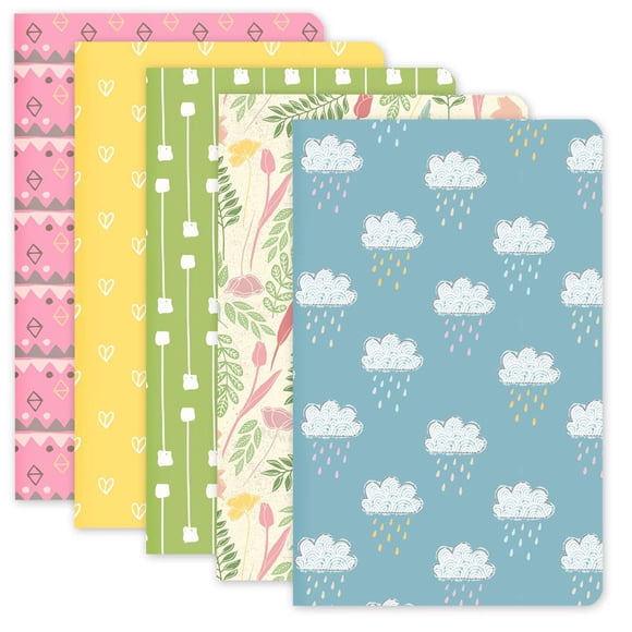 RICCO BELLO Carnet de Vérification de Poche 3.5 x 5.5 Pouces, 64 Pages par Carnet, Lot de 5 (Ensemble de Couleurs 1)
