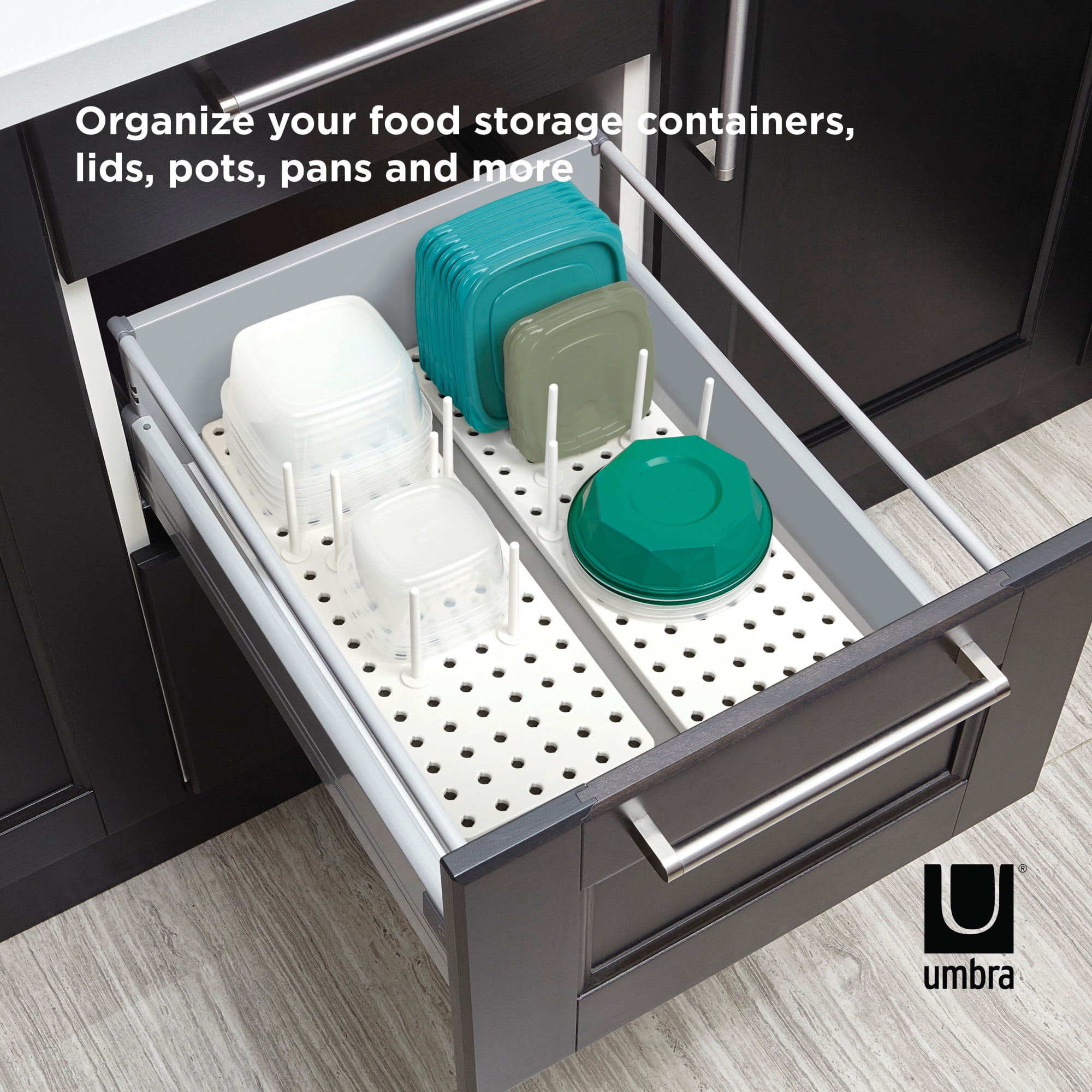 Umbra Peggy Kitchen Cupboard, Shelf and Drawer Organizer Tray Adjustable Storage System