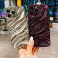 thumbnail image 6 of iPhone 14 Pro Max Phone Case, Cool Plating Water Ripple Hollow Out Pattern Case for Women Girls Men, Fashion Plating Carved Wavy Soft TPU Protective Back Cover (Silver), 6 of 9