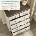 thumbnail image 3 of Vabches Farmhouse 6 Drawer Dresser, 43" Tall Chest of Drawers for Bedroom, Living Room, Hallway, Entryway, Antique White, 3 of 9