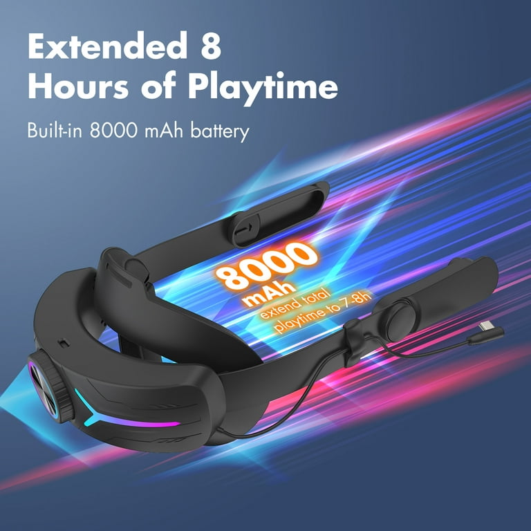 VR Head Strap With 8000 mAh Battery Earphone Compatible With Quest