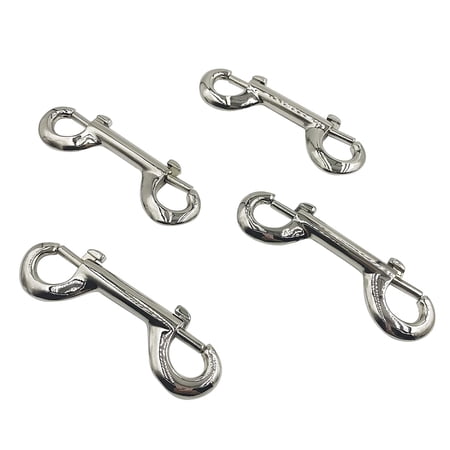 Double Ended Bolt Snaps Hook,4 Pack Silver Metal Clips 3.9" for Dog Leash,Key Chain,Horse Tack,Pet Feed Buckets,Garage Use, Nickel Plated,PT101