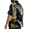 thumbnail image 3 of Crow Men's Short Sleeve Hawaiian Shirt, Poplin Casual Printed Button Down, Summer Beach Unisex Shirts, 3 of 6