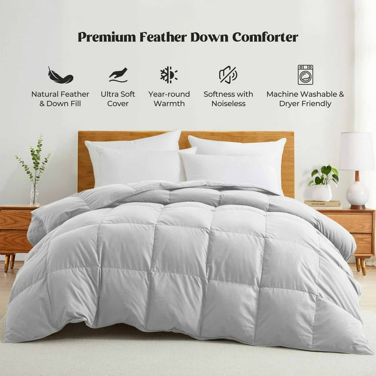 Puredown All Seasons Goose Down Feather Comforter Peach Skin Twin Full King