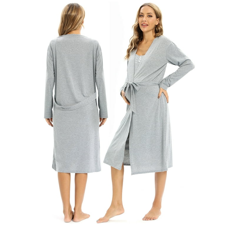 Baywell Maternity Nurisng Nightgown Robe Set 3 in 1 Labor/Delivery