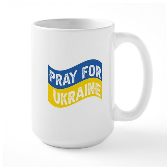 CafePress - Pray For Ukraine Mugs - 15 oz Ceramic Large White Novelty Mug