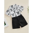 thumbnail image 3 of Genuiskids Toddler Baby Boy Western Outfit Cow Print Short Sleeve Button Down Shirt Casual Shorts Set Cowboy Gentleman Summer Outfits, 3 of 9