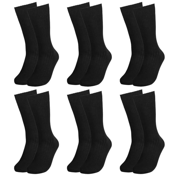 Calcetines de vestir Falari para hombre, 6 unidades, de algodón negro, acanalados, tallas 10-13