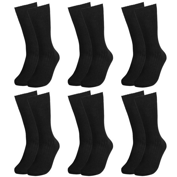 Calcetines de vestir Falari para hombre, 6 unidades, de algodón negro, acanalados, tallas 10-13