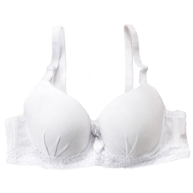Fashion Thin Ladies Solid Color Bow 3/4 Cup Smooth Lace Adjustable Gathered Bra