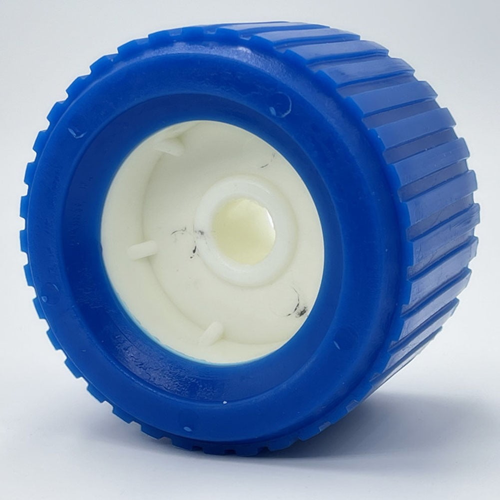 Boat Trailer Ribbed Wobble Roller 108x75x19mm Blue Plastic EVA Wheel for Yacht Kayak Loading