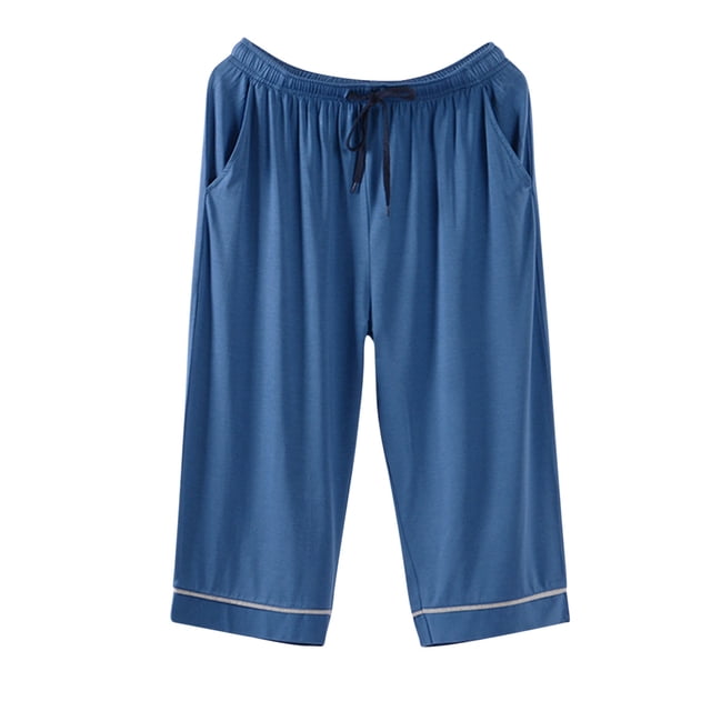 Pijama informal para hombre, pantalones finos y holgados, de color liso, estilo capri