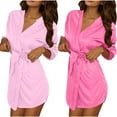 thumbnail image 2 of RKSTN Womens Pajamas Tie-Front Silk Cardigan Solid Color Lightweight Long Sleeve Comfy Two Pieces Sleepwear Fall Fashion Winter Casual Long Length Nightgowns, 2 of 9