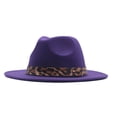 thumbnail image 2 of Helii Wide Brim Fedora Hat for Men Women – Leopard Band Panama Hat, Lightweight Cotton Polyester Fedora with Adjustable Fit, Unisex Dress Hat for Wedding Beach Summer Gift Purple,M, 2 of 6