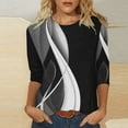 thumbnail image 3 of HTNBO 3/4 Sleeve Shirts for Women Casual Round Neck Tops Women's Winter Trends, 3 of 5