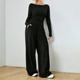 thumbnail image 6 of 1. Women's 2-Piece Long Sleeve Travel Outfit, Loose Lounge Pants Set, Casual Athletic Home Wear, 6 of 8