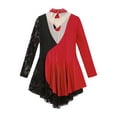 thumbnail image 6 of inhzoy Kids Girls Floral Lace Patchwork Figure Skating Dress Ballet Dance Leotard Burgundy 16, 6 of 7