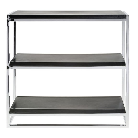 HUBERT Chrome 3-Tier Buffet Stand Black Shelves