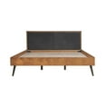 thumbnail image 4 of Coco Rustic Oak Wood Upholstered Faux Leather King Platform Bed, 4 of 6