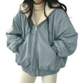thumbnail image 2 of Baberdicy Women's Jacket, Double Sided Thick Fleece Hooded Parka , Reversible Shearling Jacket, Hooded Winter Coat, Two-Tone Layer Blue M, 2 of 5