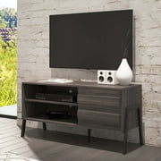 wampat Meuble TV à 2 niveaux pour téléviseurs jusqu'à 49'', Meuble TV avec étagère/armoire, meuble TV console pour la maison Salon Chambre