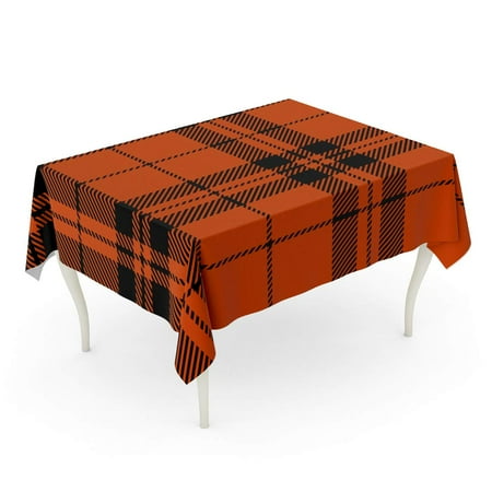 

KDAGR Check Orange and Black Tartan Plaid Printing Pattern Scottish from Tablecloths Dresses Tablecloth Table Desk Cover Home Party Decor 60x84 inch