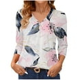 thumbnail image 2 of Women's Polka Dot Printed V-Neck 3/4 Sleeve Casual Summer Blouse with Comfort Fit, 2 of 6