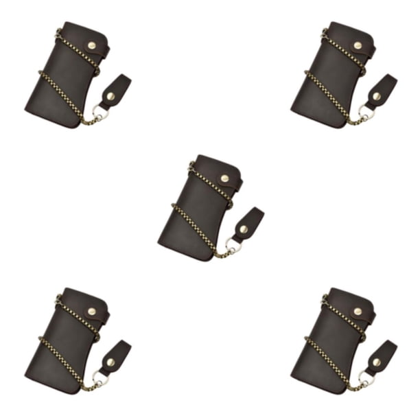 Qarigey Cartera de cuero para hombre que bloquea carteras de cadena larga con ranura para cremallera soporte para tarjetas de identificación Type2 NO2