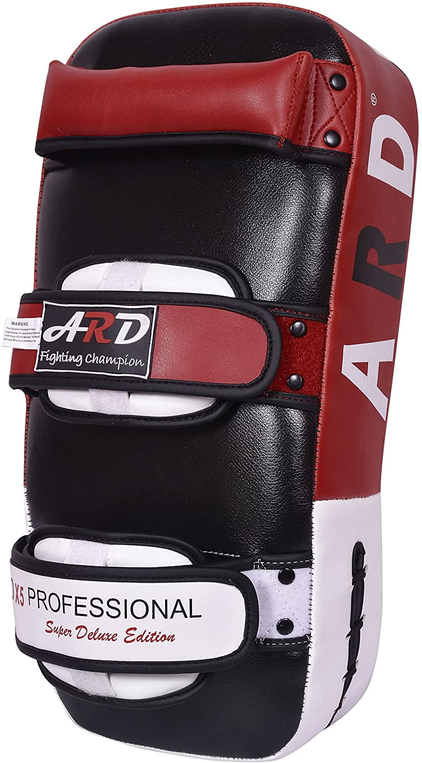 Fight Prep Curved Arm Pad Kick Shield Leather Thai Boxing Strike MMA Focus Punch 