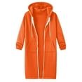 thumbnail image 4 of Quealent Women's Zip Up Hoodies Oversized Fleece Long Tunic Sweatshirts Casual Long Sleeve 2025 Fall Hoodie Jacket Coat Orange for Size 5XL, 4 of 8
