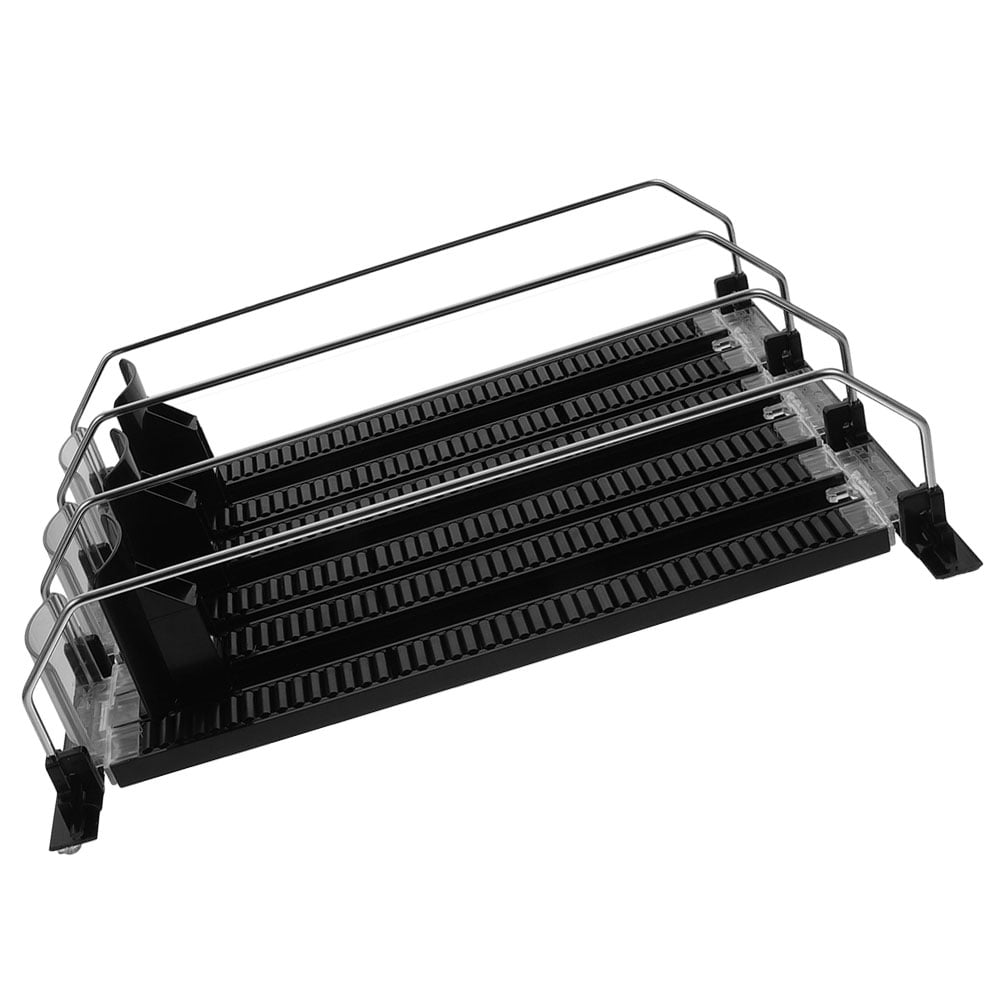 3-Pack Beverage Fridge Organizer with Self-Pushing Design, Black ABS & Stainless Steel, Refrigerator Shelf Storage Solution