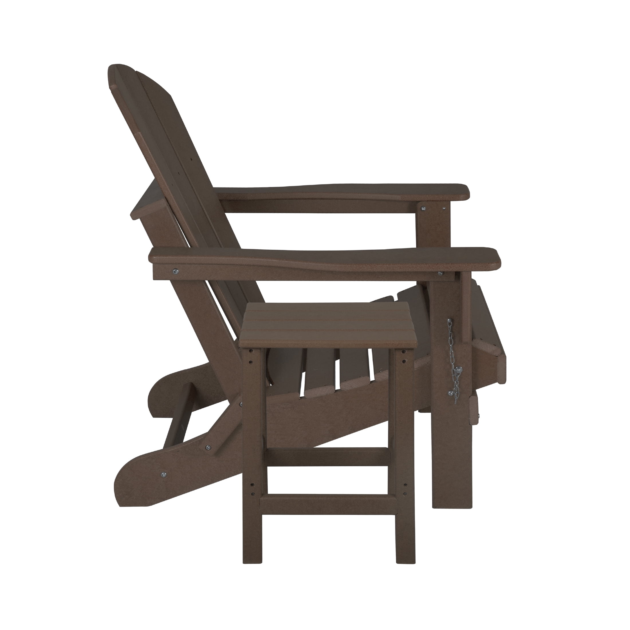Adirondack Chair with Square Side Table Included for Outdoor Patio Garden Porch Seating, Dark Brown