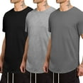 thumbnail image 4 of JMIERR Mens T Shirts Short Sleeve UnderShirts Cotton Hipster Crewneck Tee ,3 Pack,Black;Gray;Deep Gray, 4 of 6