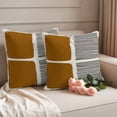 thumbnail image 2 of Brown Outdoor Waterproof Pillow Covers, Modern Painting Farmhouse Striped Abstract Art Decorative Square Throw Pillowcase Sofa Cushion Sham for Patio/Couch/Chair, 26"x26" 2 Pack, 2 of 8