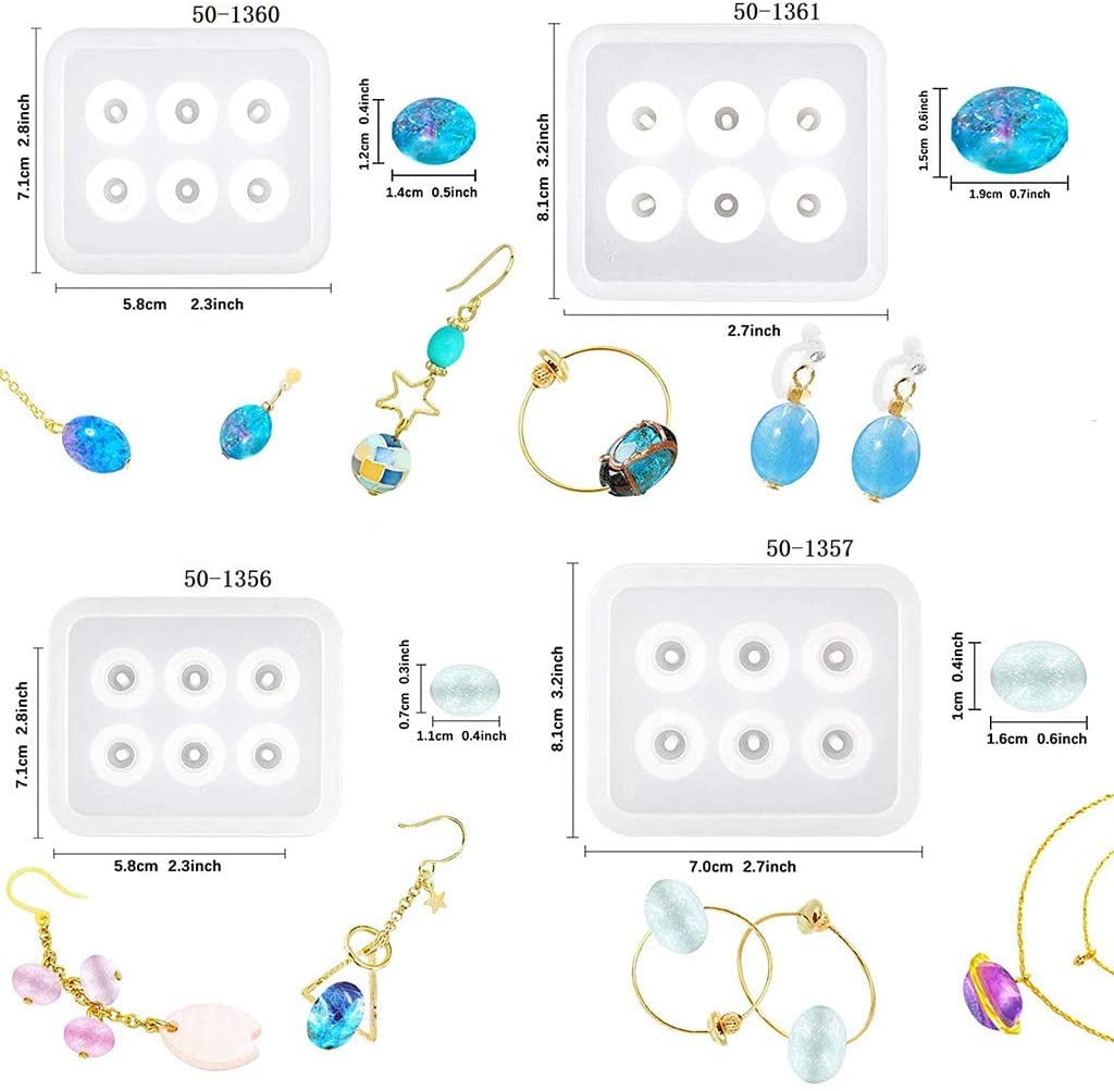 12 Pcs/Set DIY Crystal Epoxy Resin Mold Bracelet Necklace Beaded Silicone Mould Resin Casting,DIY Jewelry Holder,Home Decoration