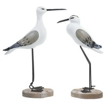 HONMEET 2-Piece Wooden Seagull Bird Figurines Brown Decorative Home Decor