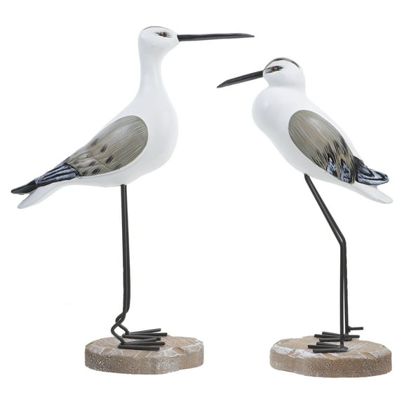 HONMEET 2-Piece Wooden Seagull Bird Figurines Brown Decorative Home Decor