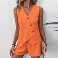 thumbnail image 4 of Bixock Women's 2 Piece Summer Set,Tank Top Shorts Outfits,Leisure V-Neck Irregular Tank Top Outfit Set, 4 of 5