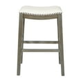 thumbnail image 3 of Saddle Stool 30" in Linen White Fabric and Antique Gray Base 2-Pack, 3 of 3