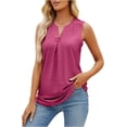 thumbnail image 3 of BAXLIMEK Camisetas sin mangas para mujer casual verano 2023 sueltas, blusa tipo túnica fruncida con ojales lisos y elegantes, 3 of 5