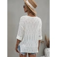 thumbnail image 3 of Round Neck Drop Shoulder 3/15 Length Sleeve Knit Sweater for Women, 3 of 3