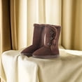 thumbnail image 5 of Women Snow Boots Winter Mid-calf Boots Warm Cotton Shoes Cold Fashion Solid Color Button Ladies Brown Long Boots Plus Size 42 (Brown,38), 5 of 9