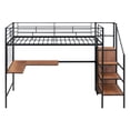 thumbnail image 5 of DreamBuck Twin Size Loft Bed with Desk and and Metal Grid, Metal Loft Bed with Storage Stairs and Wardrobe, Space Saving Loft Bed with Desk Underneath, Twin Bed Frames for Teens, Boys, Girls, 5 of 9